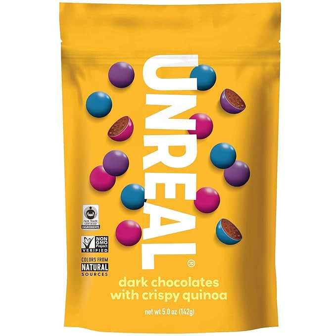 Unreal, Candy Coated Chocolate Crispy Quinoa Gems Bag, 5 Ounce | Amazon (US)