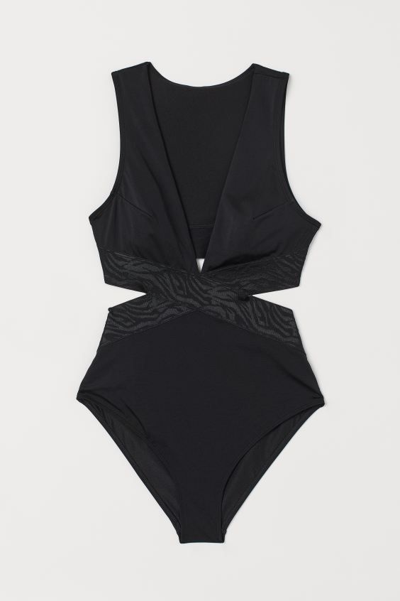Fully lined swimsuit with a low-cut V-neck. Cut-out sections at sides and at back. Wide, elastici... | H&M (US)