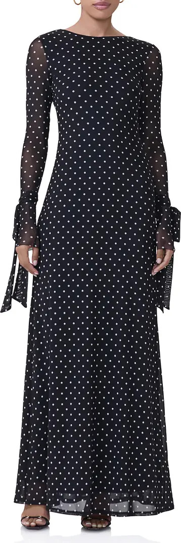 AFRM Marion Tie Cuff Long Sleeve Backless Mesh Maxi Dress | Nordstrom | Nordstrom