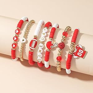Artlunar Game Day Football Charm Bracelet: Stackable Sports Jewelry for Moms & Dads - Perfect for... | Amazon (US)