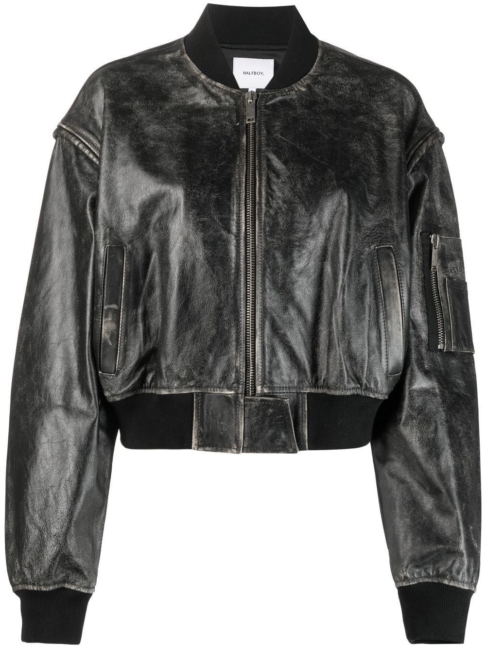 zip-up leather bomber jacket | Farfetch Global