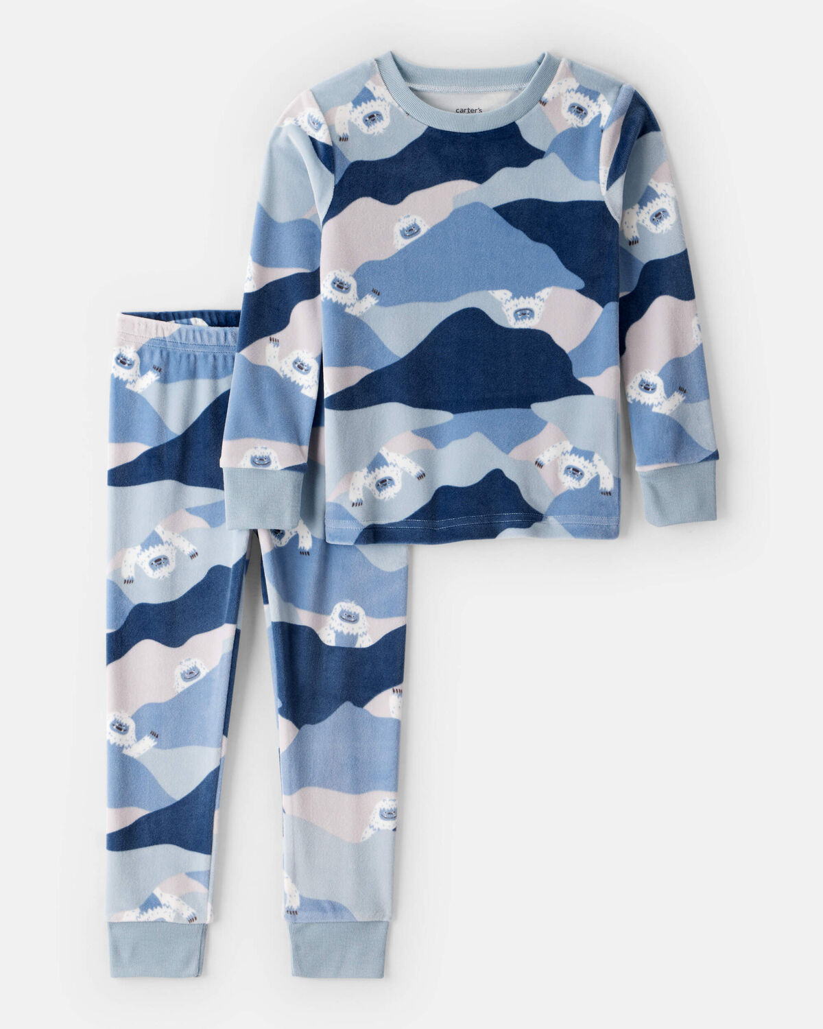 Toddler Boy Yeti Print DreamPlush Long-Sleeve Snug Fit 2-Piece Pajamas - Blue | Carter's Inc