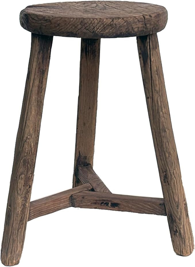 Rustic Raw Rough Wood Grain Round Top Tri-Legs Stool Side Table Aws4453 | Amazon (US)