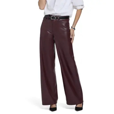 NYDJ Teresa Faux Leather Wide Leg Pants in Black at Nordstrom, Size 14 | Nordstrom