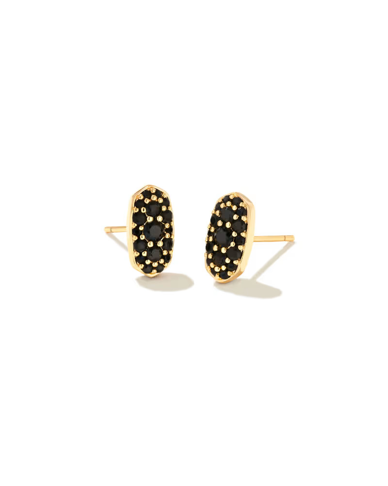 Grayson Gold Crystal Stud Earrings in Black Spinel | Kendra Scott