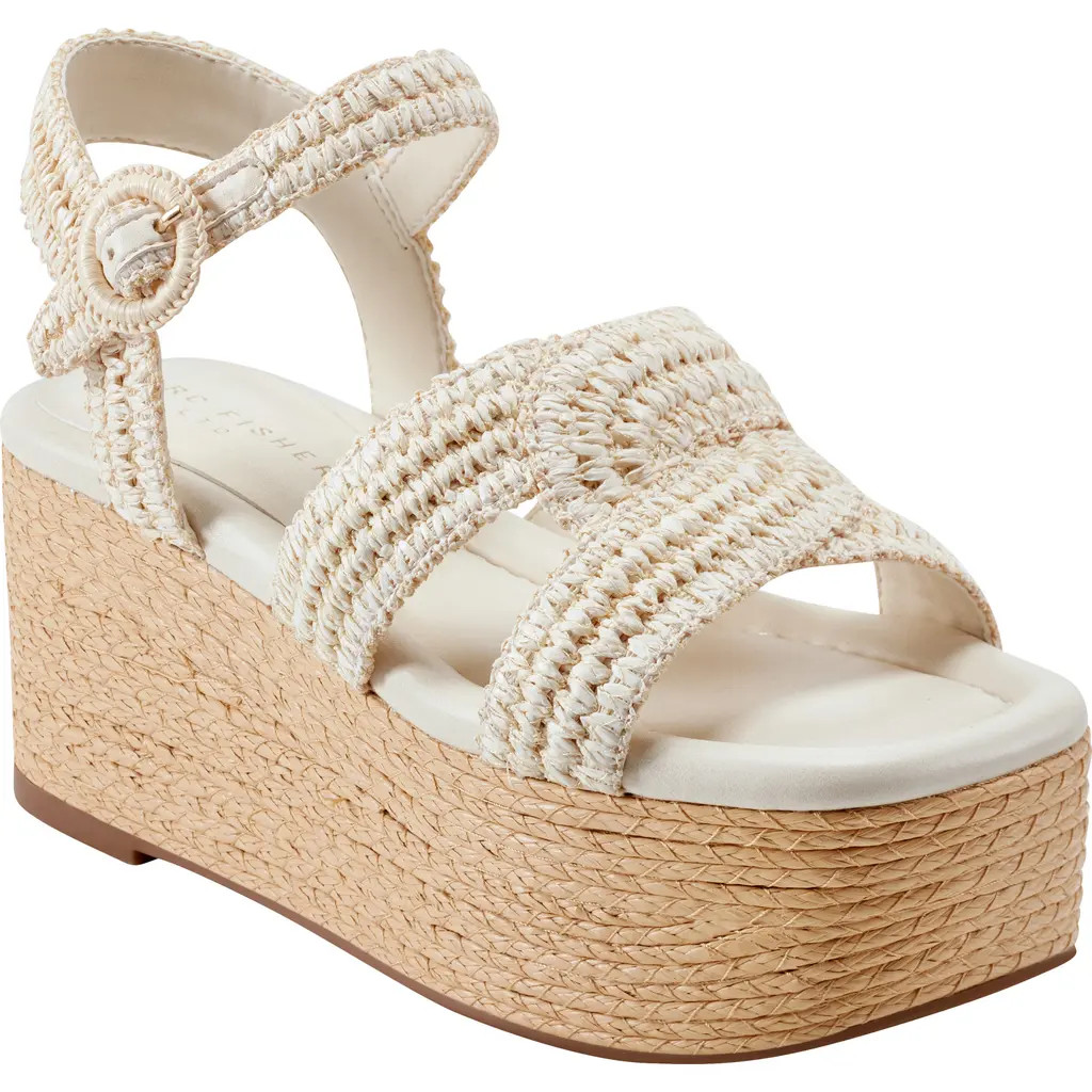 Marc Fisher LTD Payley Ankle Strap Platform Sandal in White at Nordstrom, Size 9.5 | Nordstrom