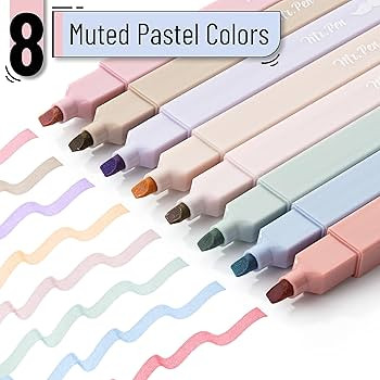 Mr. Pen- Aesthetic Highlighters, 8 Pcs, Chisel Tip, Muted Pastel Color, No Bleed Bible Highlighte... | Amazon (US)