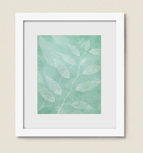 Seafoam Green Room Decor, Nature Wall Art Teal Decor for Bedroom, Living Room Art, Leaf Wall Art, | Etsy (US)