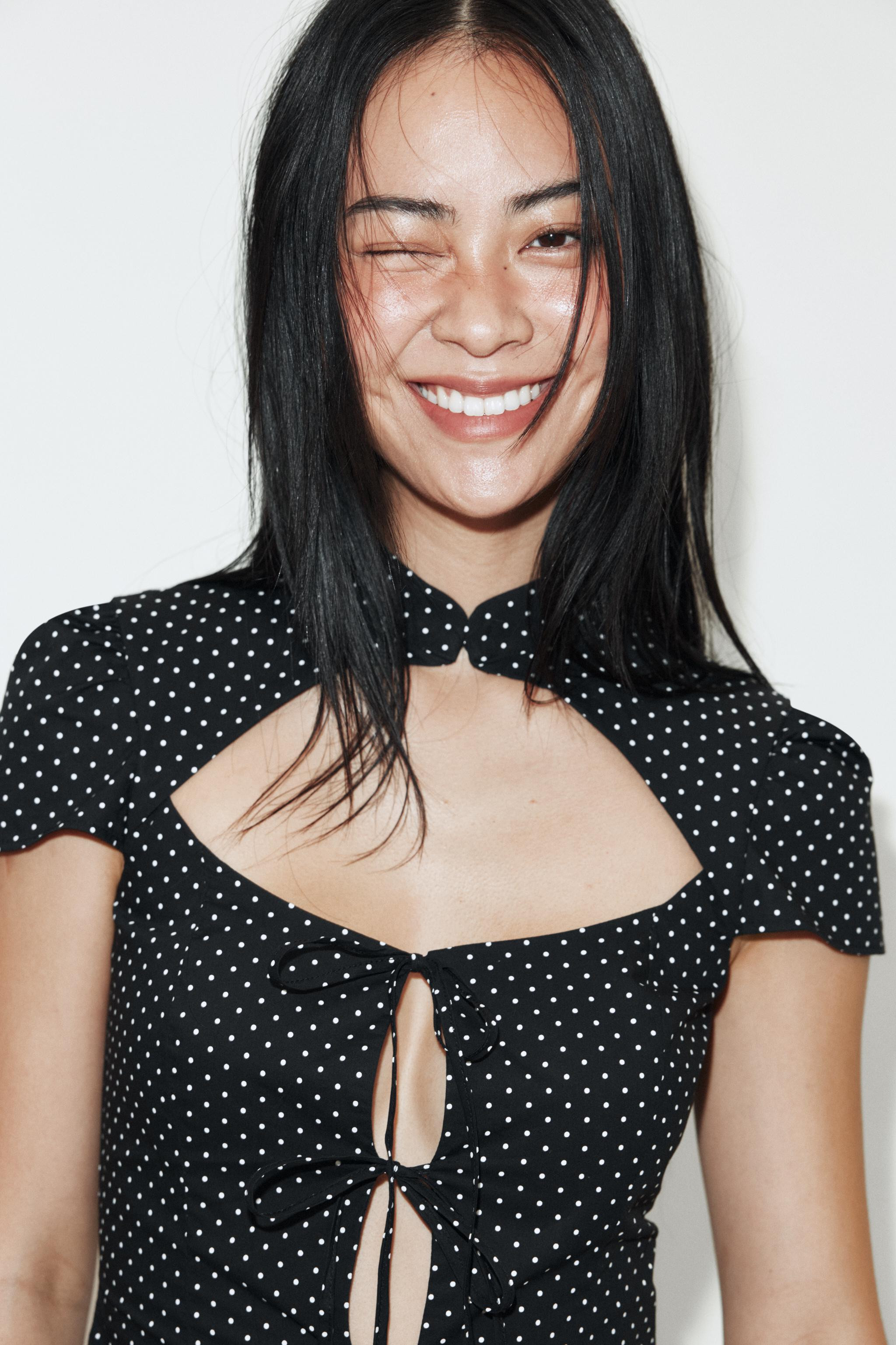 POPLIN SHIRT WITH TIES AND DOTS | Zara UK