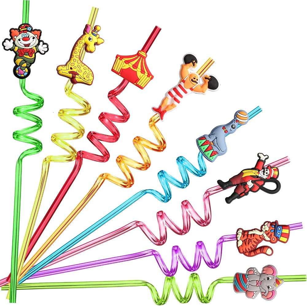 24 Circus Party Favors Drinking Straws for Circus Carnival Party Supplies with 2 PCS Straws Clean... | Amazon (US)
