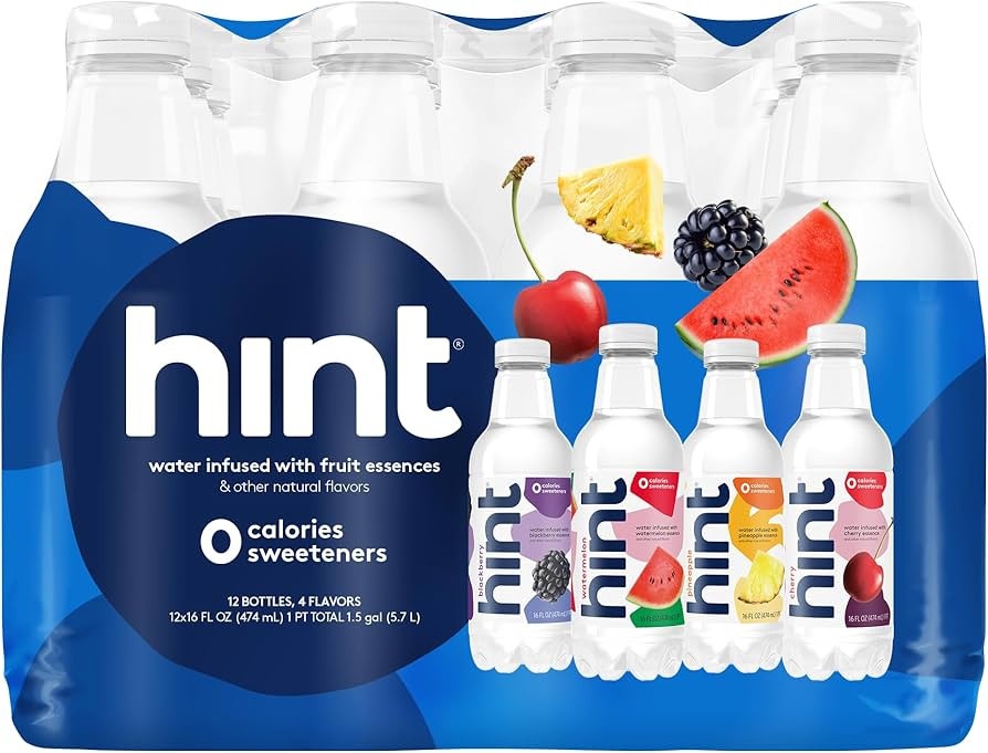 Hint Water Best Sellers Pack, 3 Bottles Each of: Watermelon, Blackberry, Cherry, and Pineapple, Z... | Amazon (US)