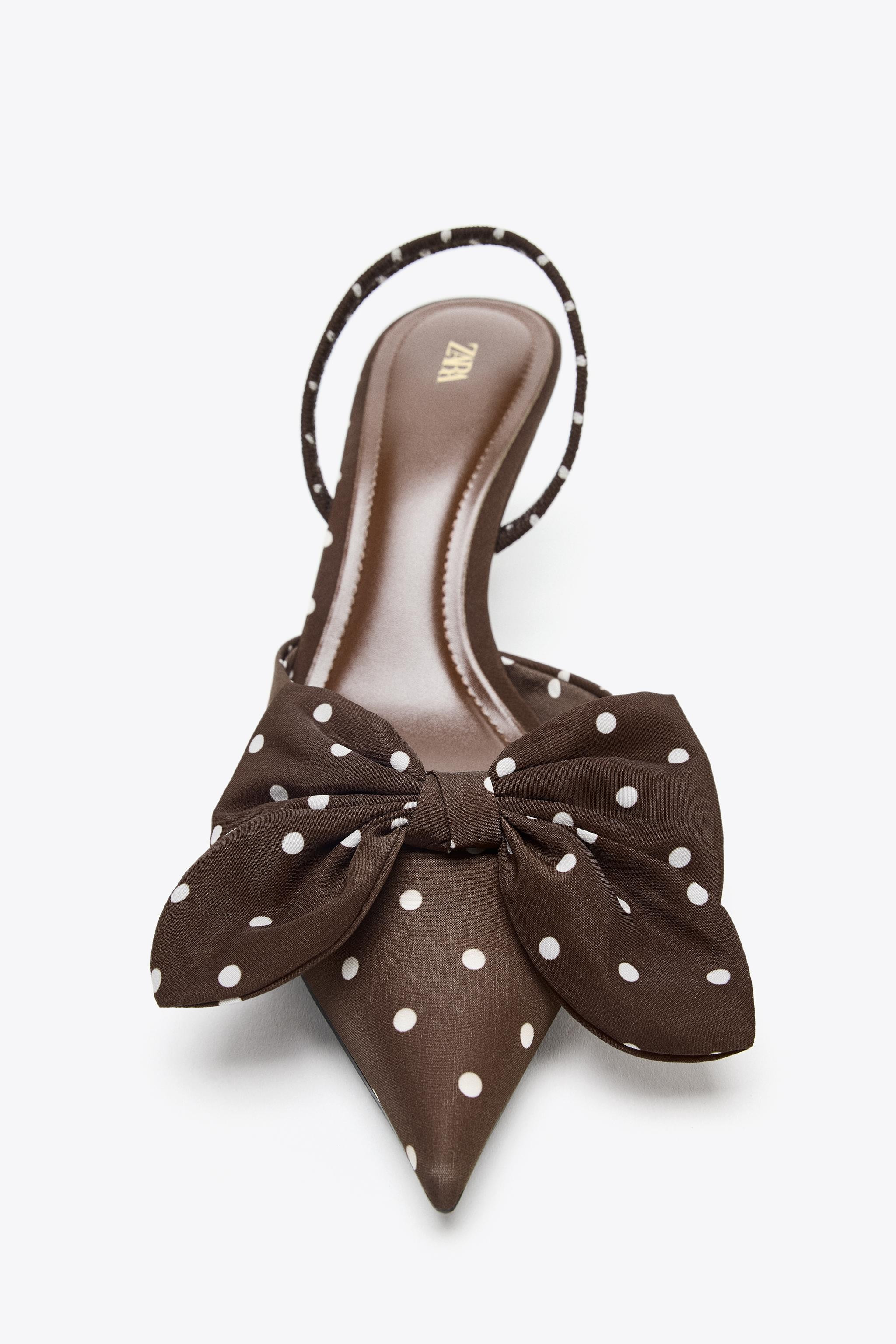 POLKA DOT PRINT HEELED SHOES WITH BOW | Zara US