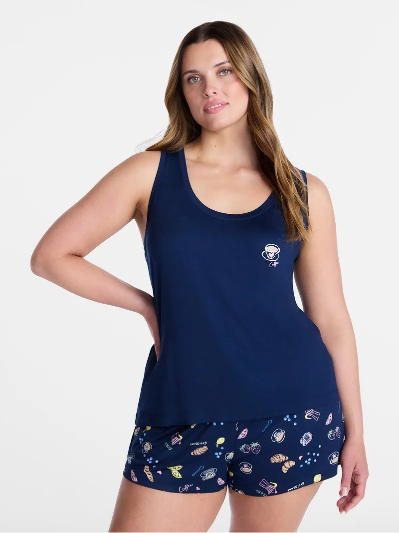 Joyspun Women's Tank Top and Shorts Pajama Set, 2-Piece, Sizes XS-3X | Walmart (US)