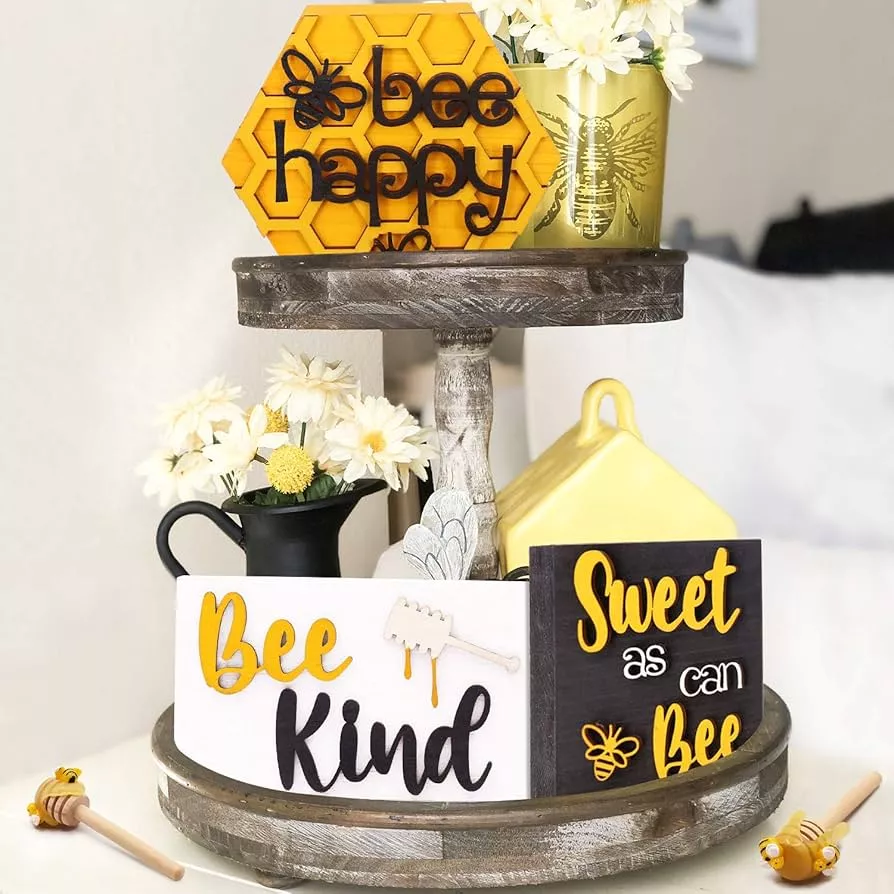 Huray Rayho Jute Bee Hive Decor Bee Tiered Tray Decorations