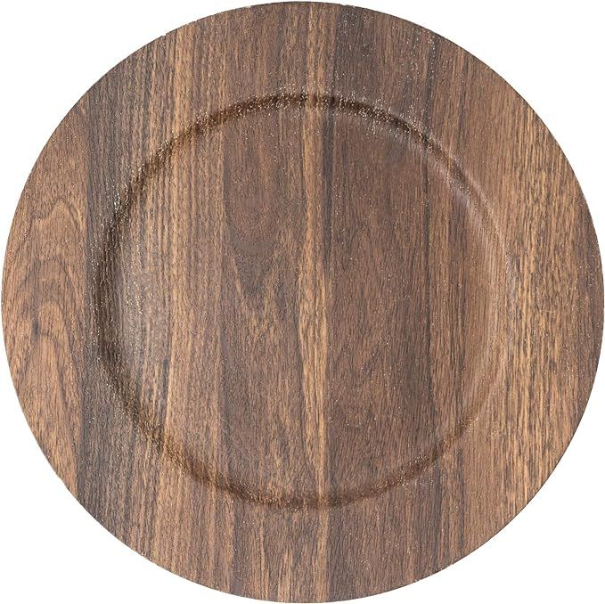 Simply Elegant Set of 6 Faux Wood Plastic Charger Plate | Service Plate for Parties, Dinner, Wedd... | Amazon (US)