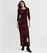 Velvet Ruched Midi Dress | LOFT