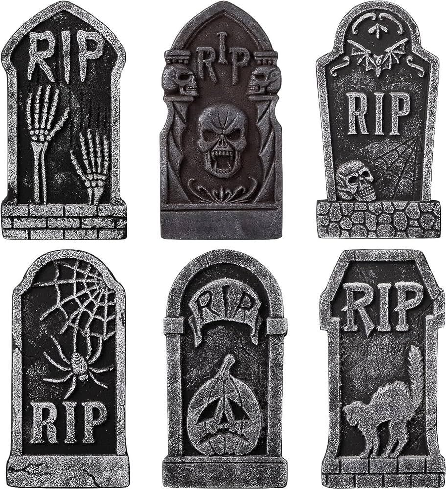 Amazon.com: HBlife 15.75 Inch Halloween Tombstones Decorations (6 Pack), Foam RIP Graveyard Tombs... | Amazon (US)
