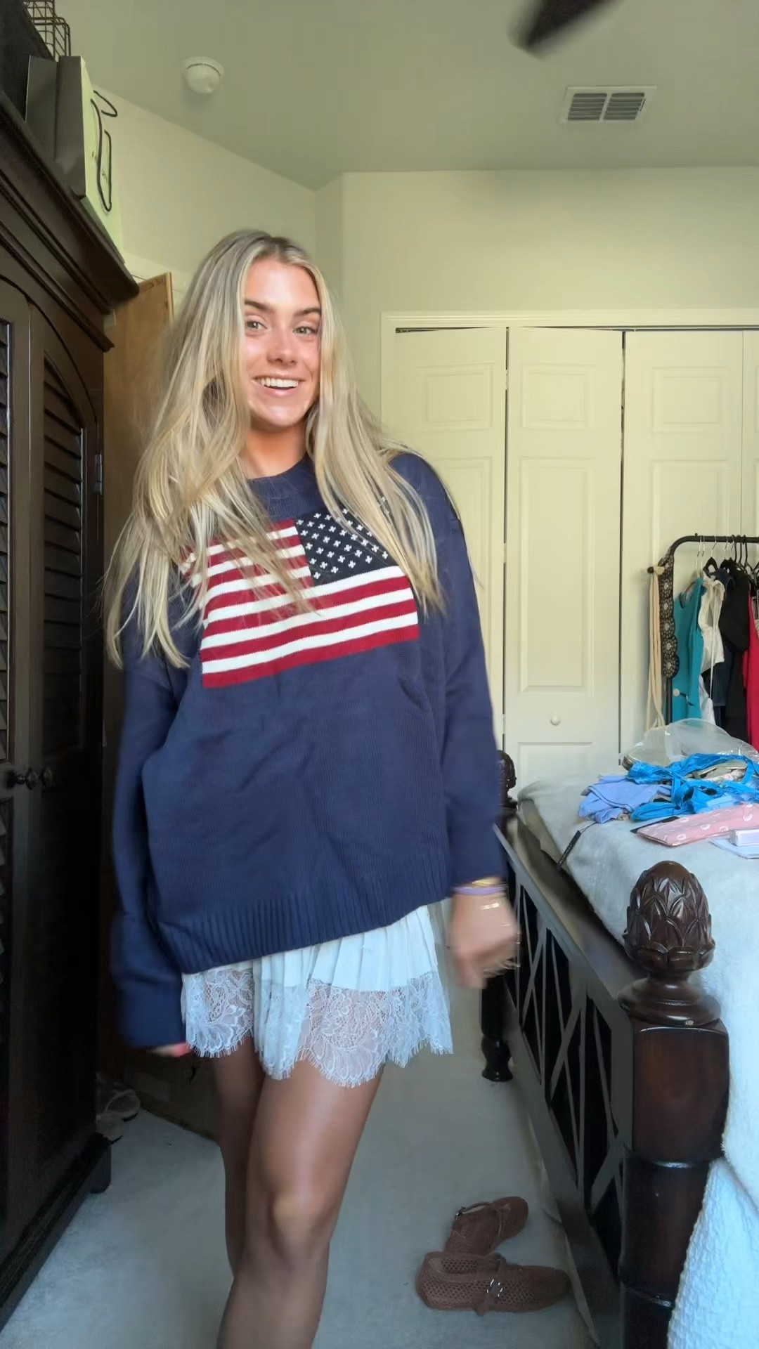 USA American Flag Sweater. The skirt I’m wearing is Amazon: Y2k Ruffle Mini Skirt for Women Lace Hem Low Rise Pleated Short Skirt Fairy A-line Tiered Flowy Skirt Streetwear. Size small  

Fourth of July outfit inspo. 4th of July outfit inspo. July 4th. Patriotic. American. USA. Memorial Day. Labor Day. Women Vintage Print Sweater 2023 Fall Winter Casual Crew Neck Flag Pattern Loose Pullover Sweatshirt. 

#LTKFindsUnder50 #LTKVideo #LTKSeasonal