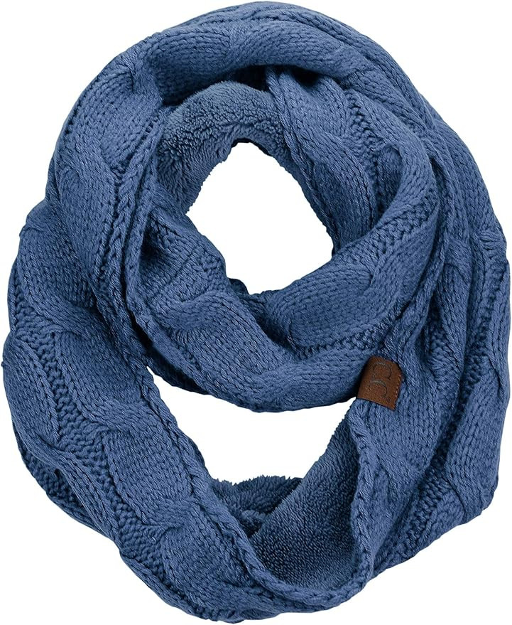 C.C Women's Winter Cable Knit Sherpa Lined Warm Infinity Pullover Scarf | Amazon (US)