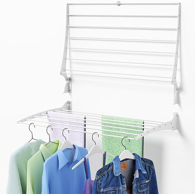 ZMBESUP Wall Mounted Clothes Drying Rack, 40" Wide with 7 Stainless Steel Rods Drying Rack for Ha... | Amazon (US)