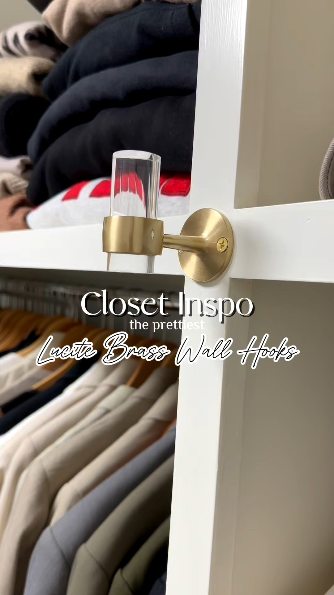 Closet Inspo ✨ The prettiest lucite brass wall hooks! Added two to my closet 🤩

I did have to get shorter wood screws at Home Depot (#8 1”) to fit the space I needed them for. They do come with #8 wood screws in 1.5” length.

#LTKHome #LTKStyleTip #LTKFindsUnder50