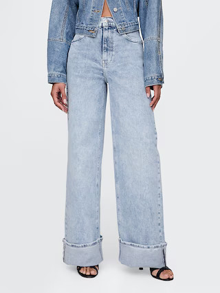 High Rise Stride Cuffed Wide-Leg Jeans | Gap (US)