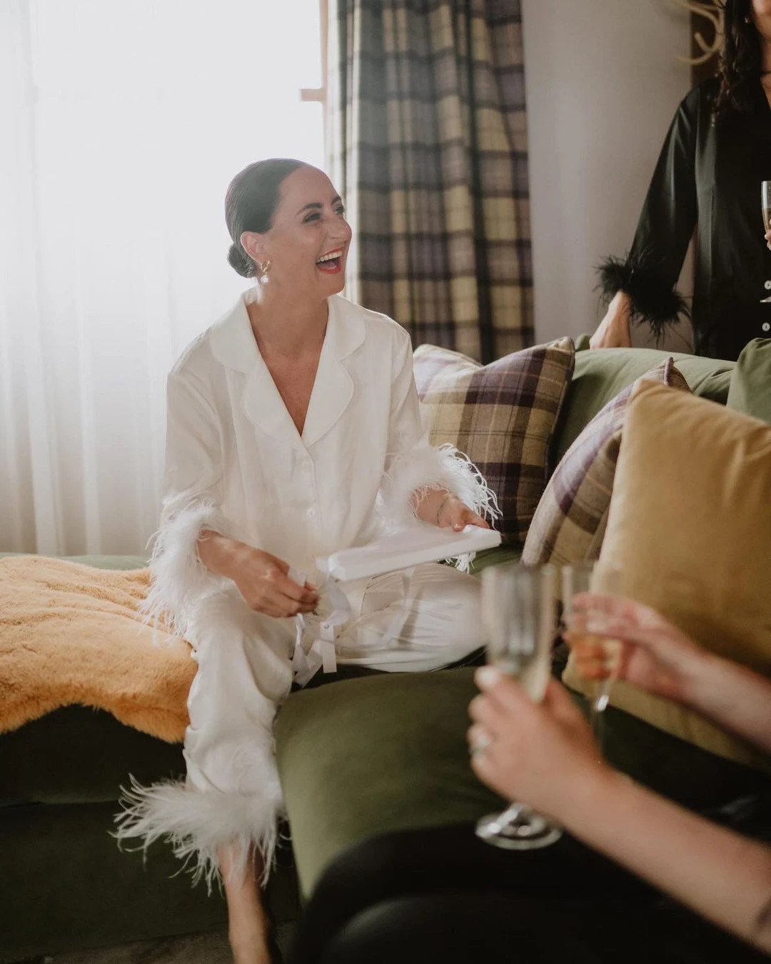 Silky Personalised White Feather Wedding Morning Bridal Pyjamas - Etsy | Etsy (US)