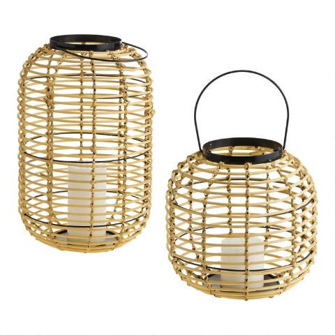 Natural Rattan and Metal Candle Lantern | World Market