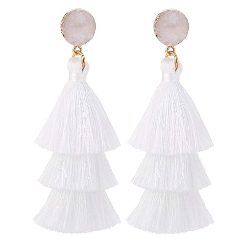 LEGITTA Tassel Earrings Layered Tiered Linear Drop Fashion Trending Earrings | Amazon (US)