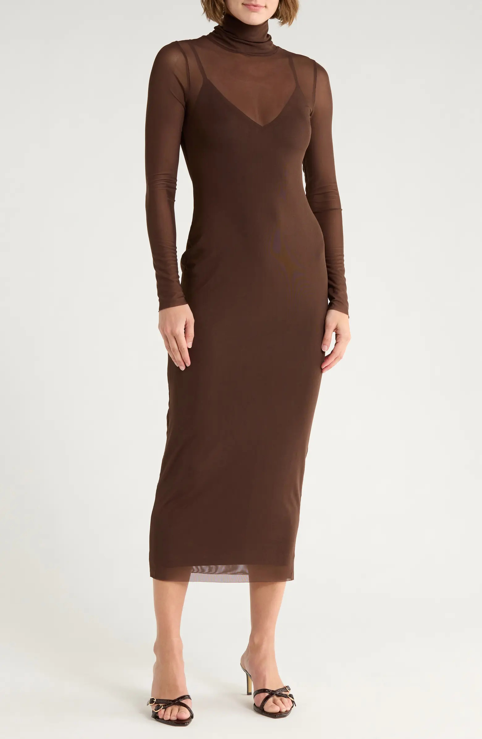 Marni Turtleneck Long Sleeve Mesh Dress | Nordstrom Rack