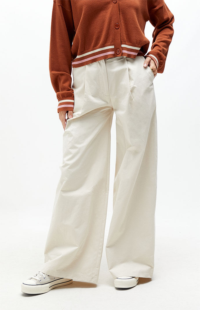 Kickers Womens Drill Tailored Trousers - Beige size 28 | PacSun