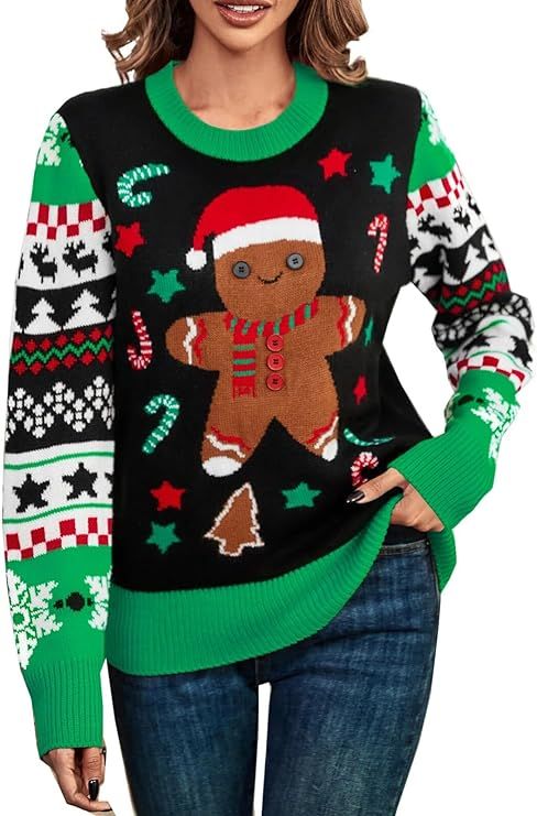 LANPULUX Christmas Sweater for Women Crewneck Adorable Ugly Christmas Sweater Family Matching Out... | Amazon (US)