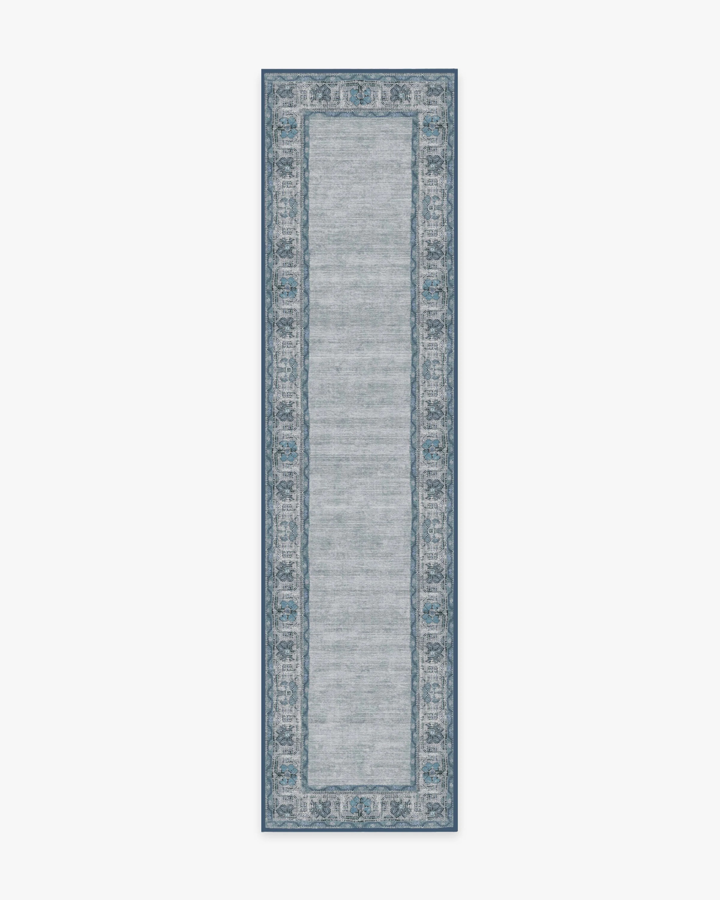 Vintage Daisy Bordered Blue Rug | Ruggable US | Ruggable