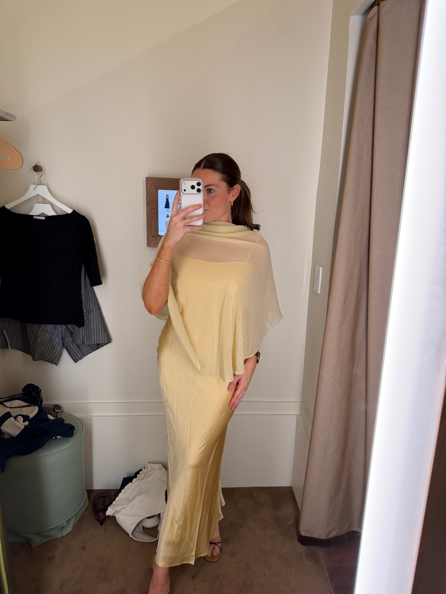 Butter yellow wedding guest dress with chiffon cape beautiful for a black tie or formal wedding

#LTKootd #LTKSeasonal #LTKWedding