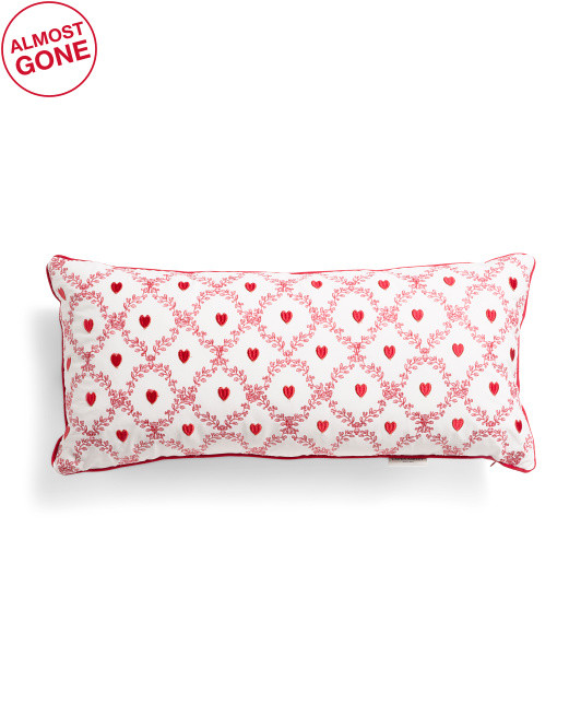 14x30 Heart Toile Velvet Embroidery Pillow | TJ Maxx