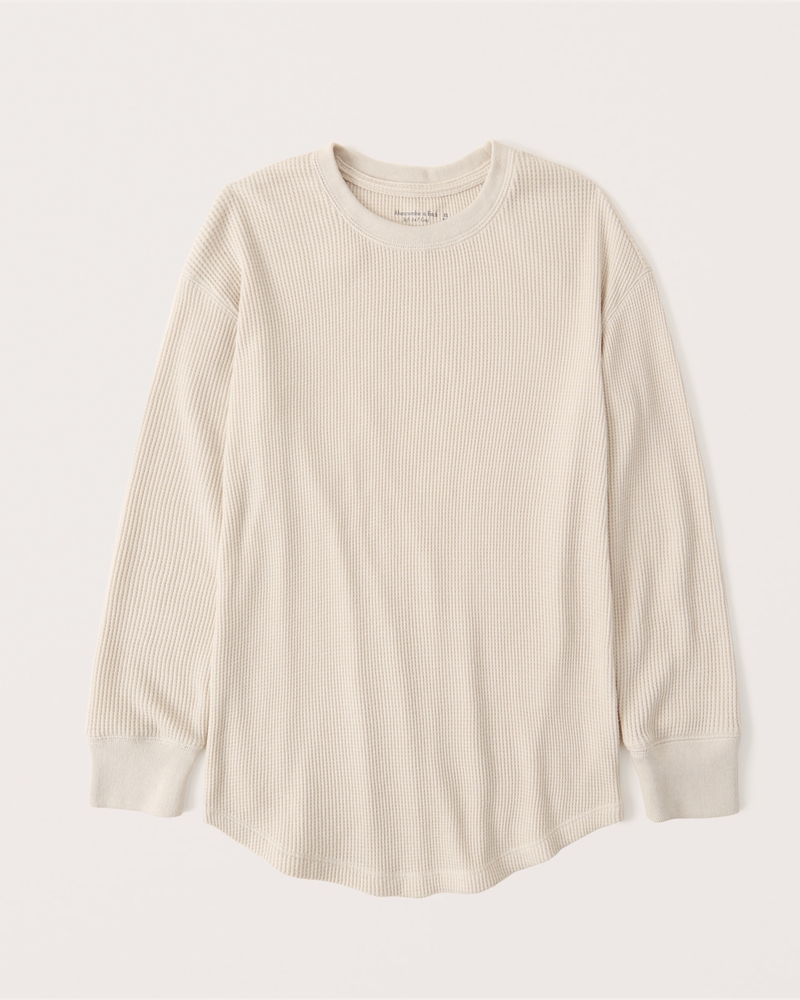 Long-Sleeve Waffle Crew Tee | Abercrombie & Fitch (US)