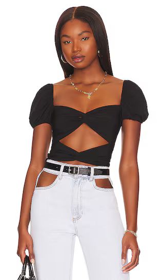 Gabrielle Twist Front Top in Black | Revolve Clothing (Global)