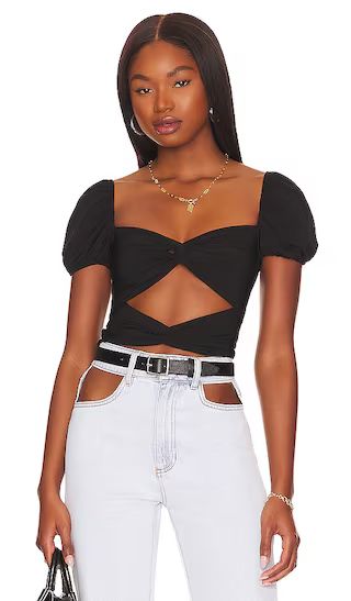 Gabrielle Twist Front Top in Black | Revolve Clothing (Global)