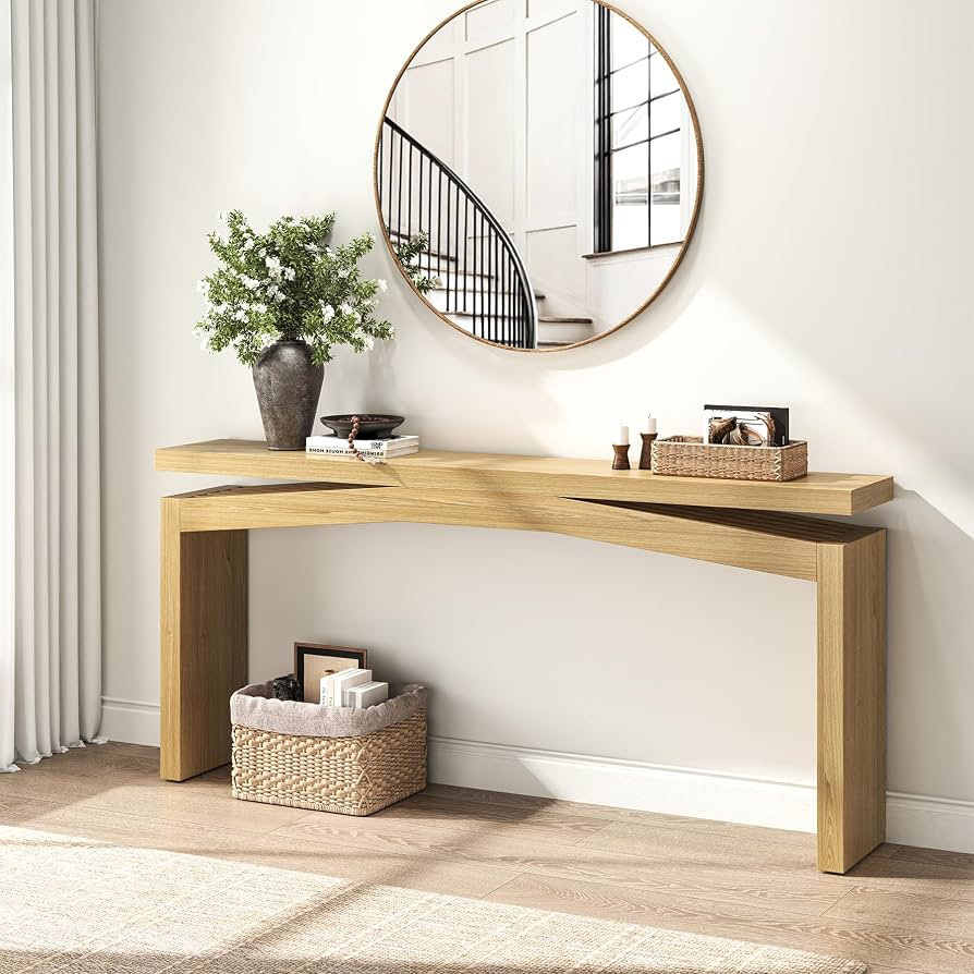 Wooden Extra Long Console Tables for Living Room, Natural Teak | Amazon (US)