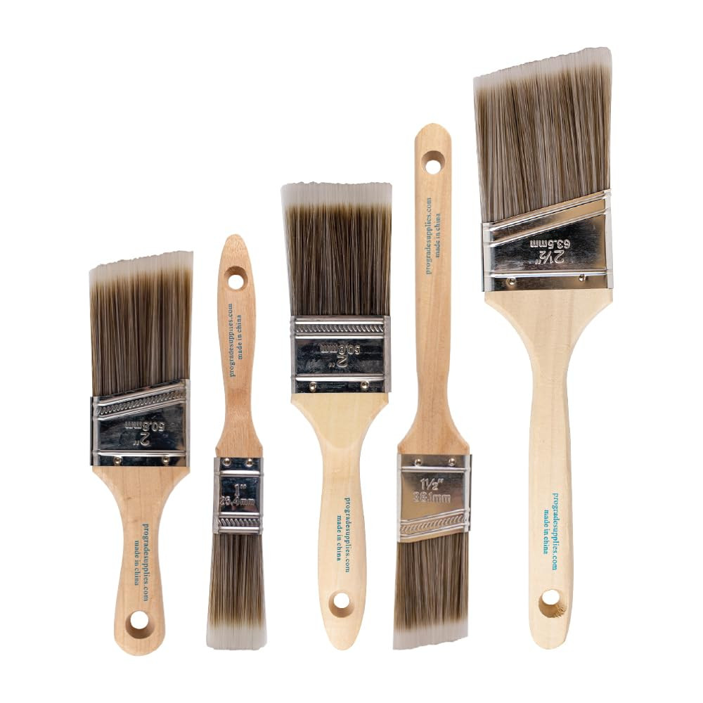 Pro Grade Paint Brushes, 5-Piece Paint Brush Set, Flat & Angle Brushes for Walls, Trim, Cabinets,... | Amazon (US)