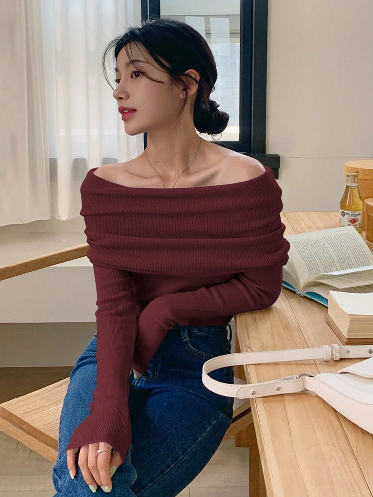 $15.91
$25.79
-38%
Last 2 days
Last 2 days
Pay now or in 4 payments of $3.97 

Save $0.80 off this item after joining.
DAZY 1pc Women Off Shoulder Solid Fitted Mock Neck Sweater, Christmas Wear, Autumn ,Holiday Off Shoulder Sweater,Long Sleeve Tops,Fall Women Clothes
4.87
(100+)
Color: Burgundy



Size
US
Size Guide
0 (S)
2 (M)
4 (L)
6 (XL)
94% of customers thought it was true to size 
Not your size? Tell me your size
 | SHEIN