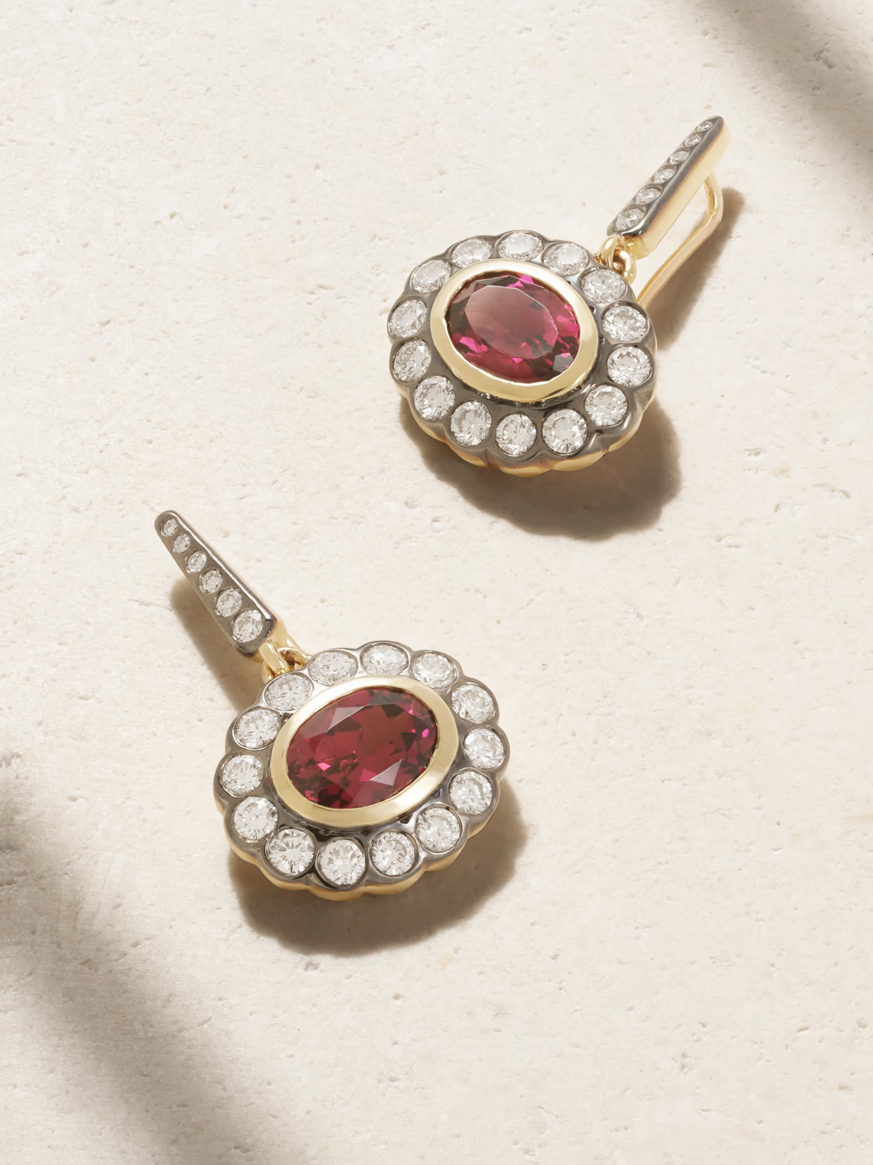 Marlo Laz - Lexi 14-karat Gold, Rhodolite And Diamond Earrings - One size | NET-A-PORTER (US)