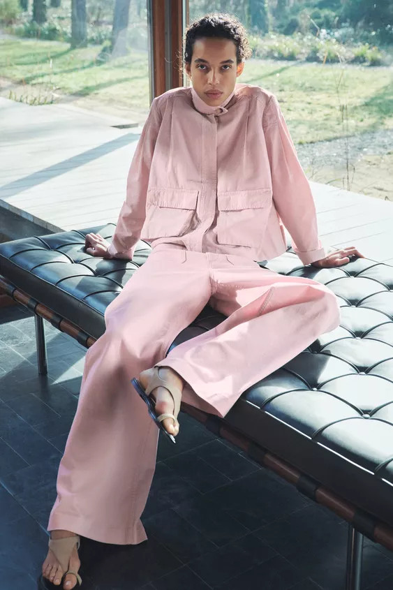 ZARA WOMAN COLLECTIONJacket made of yarn with a blend of cotton and 18% linen. High collar and lo... | Zara US