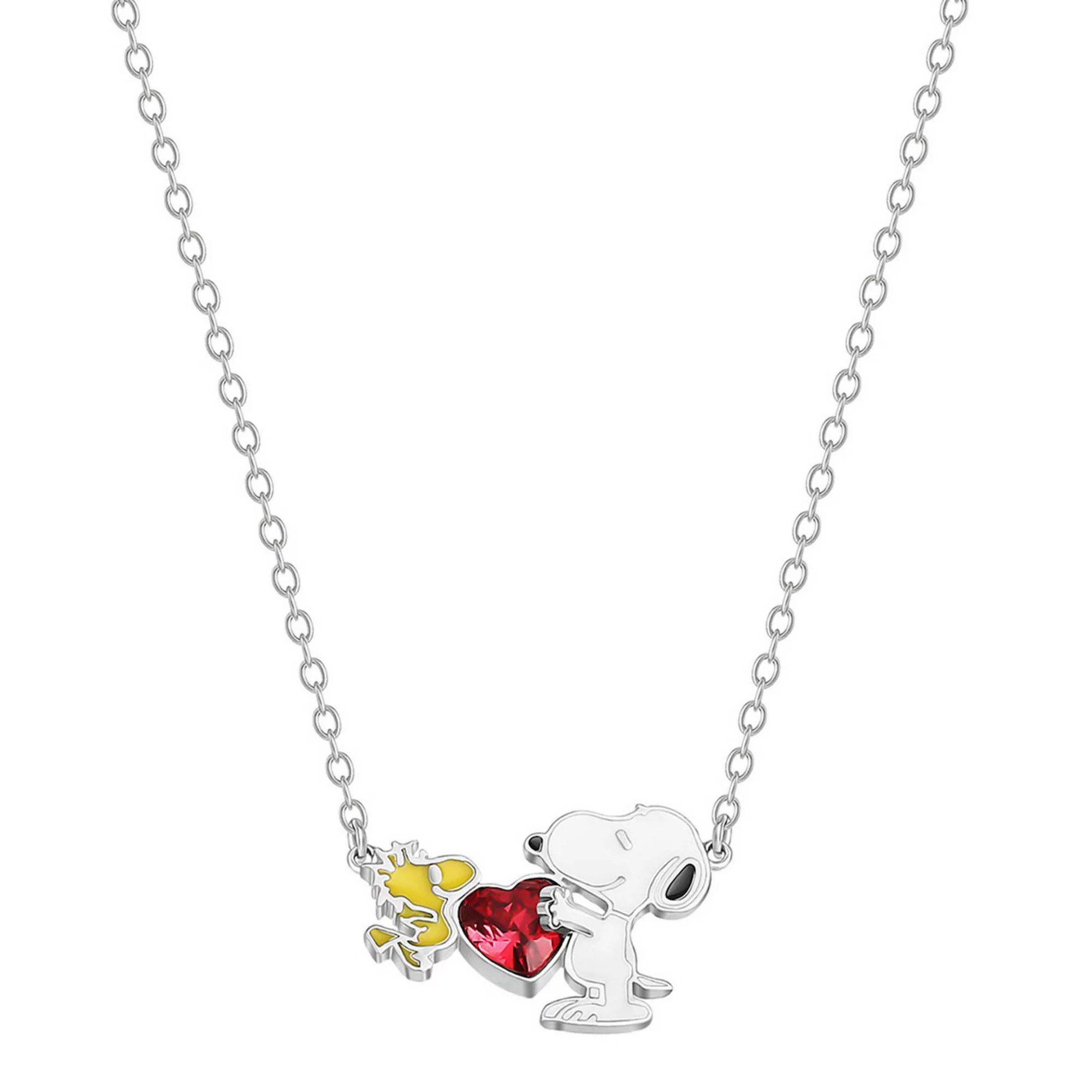 Peanuts Snoopy & Woodstock Sterling Silver Plated Heart Necklace | Kohl's