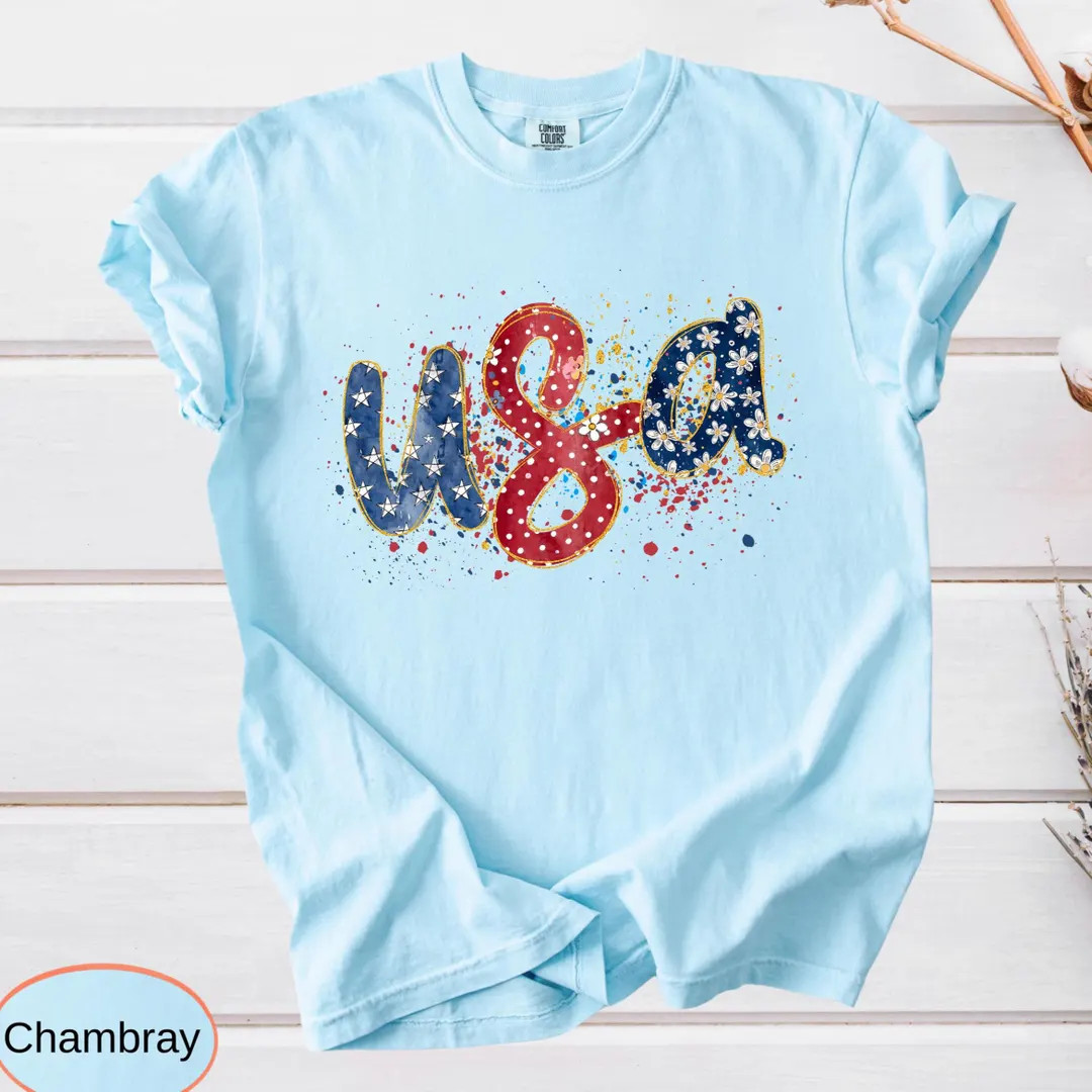 Comfort Colors USA Splatter T-Shirt, Patriotic American Flag Tee, Fourth of July, Independence Da... | Etsy (Global)
