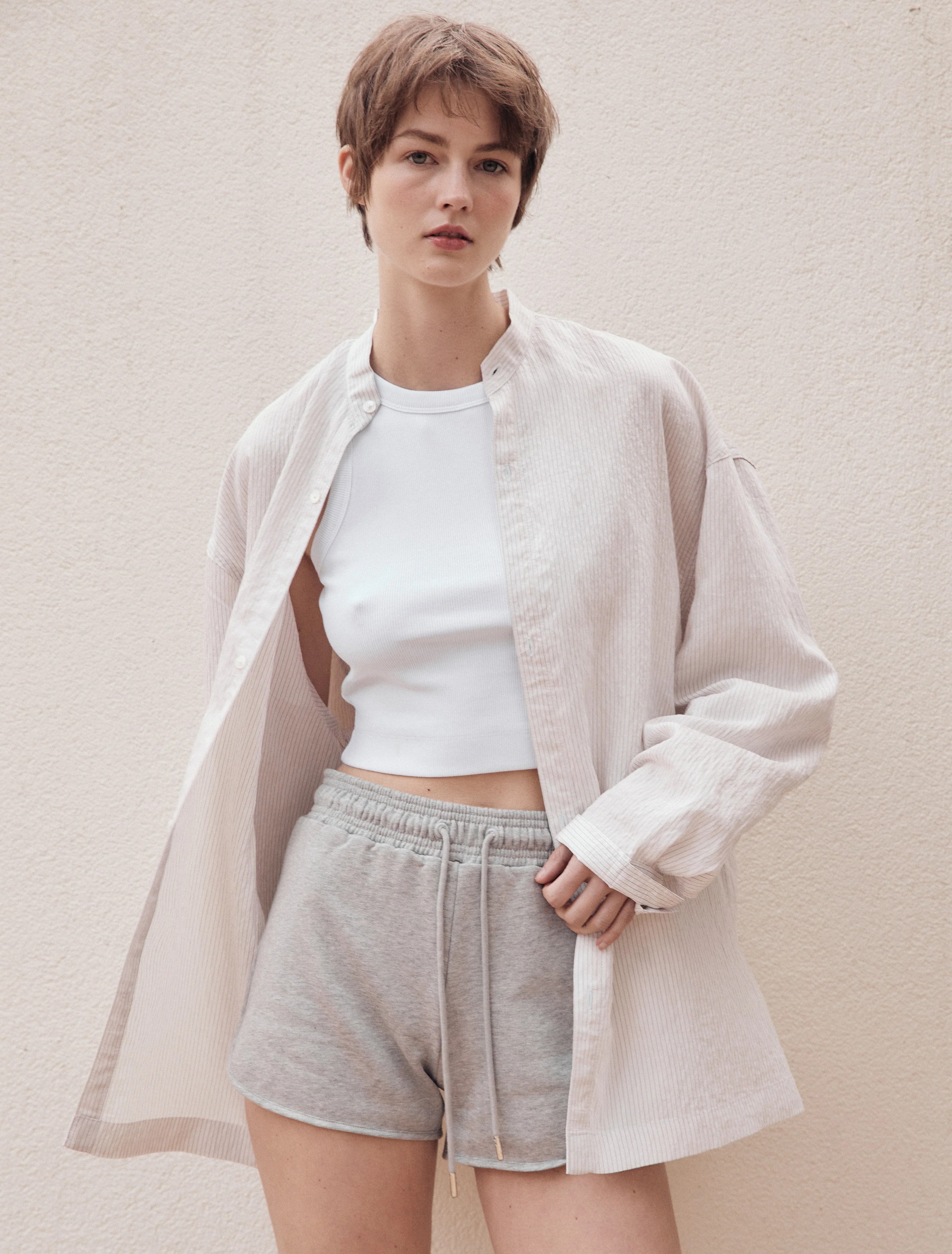Lyla Shorts in Grey Marl | NinetyPercent