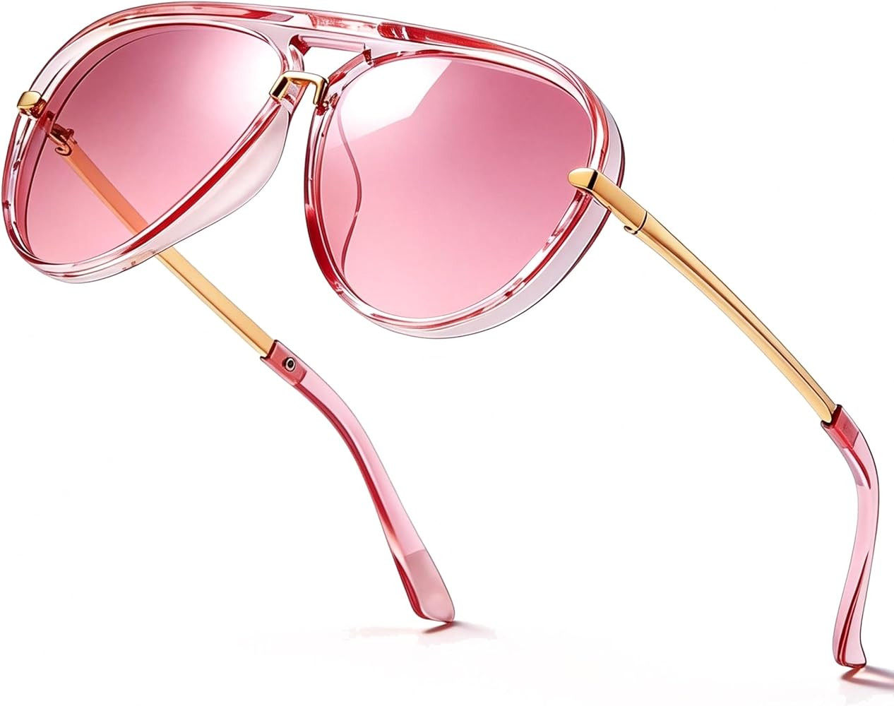 SIPHEW Retro Aviator Sunglasses for Women Trendy Shades Oversized Vintage Double Bridge Sun Glass... | Amazon (US)