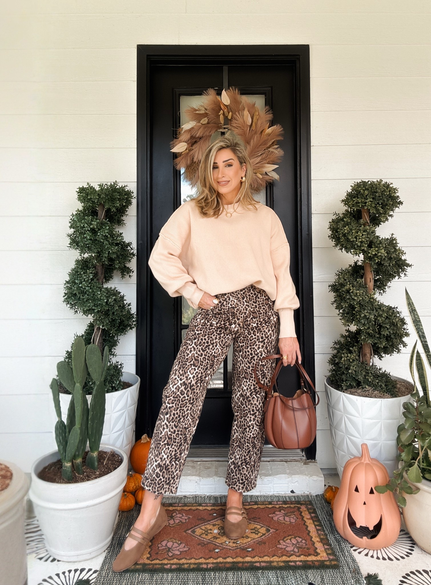 A casual fall outfit idea with leopard denim. 🧸🤎

Fall street style, barrel jeans, weekend outfit, Mary Jane ballet flats, fall sweaters

#LTKOver40 #LTKStyleTip #LTKFindsUnder50