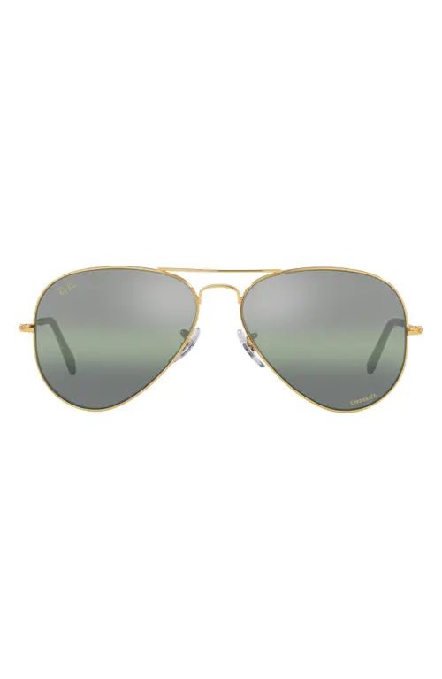 Ray-Ban 62mm Polarized Aviator Sunglasses in Legend Gold/dark Green at Nordstrom | Nordstrom