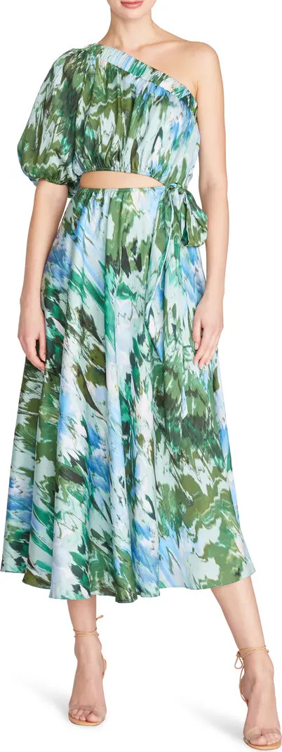 ML Monique Lhuillier One-Shouder Satin Midi Cocktail Dress | Nordstrom | Nordstrom